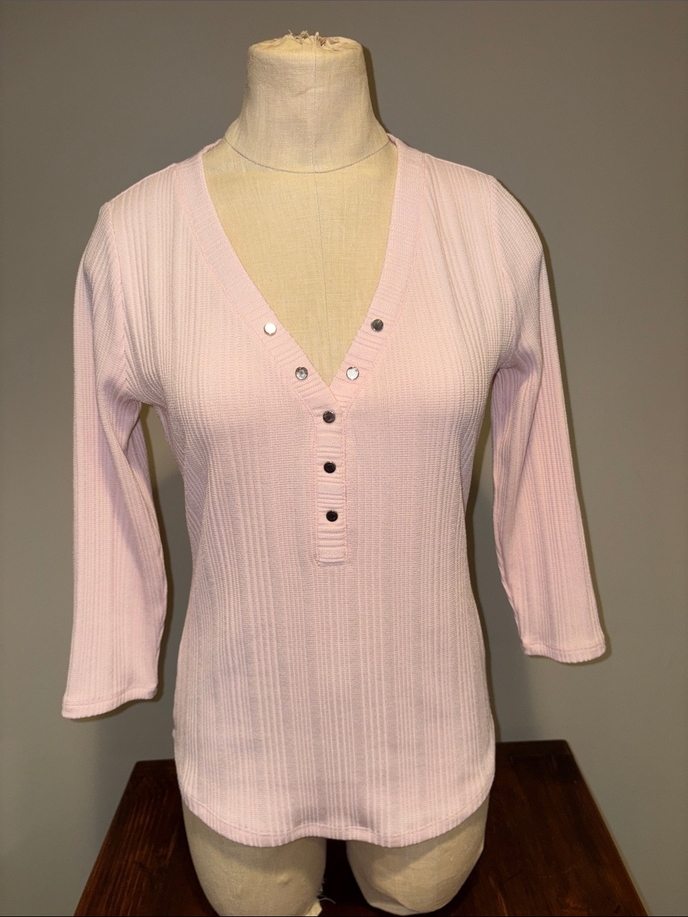 White House Black Market 3/4 Sleeve Ribbed Top Size XS